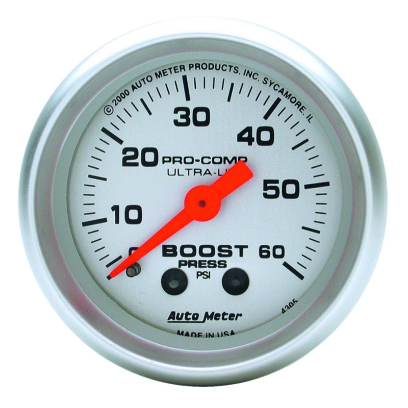 Autometer Ultra-Lite 52mm 60 PSI Mechanical  Boost Gauge