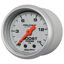 Load image into Gallery viewer, Autometer Ultra-Lite 52mm 0-15 PSI Mechanical Boost Gauge
