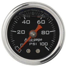Load image into Gallery viewer, Autometer AutoGage 1.5in Liquid Filled Mechanical 0-100 PSI Fuel Pressure Gauge
