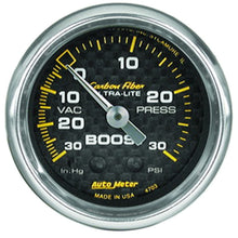 Load image into Gallery viewer, Autometer Carbon Fiber 52mm 30 PSI Mechanical Boost Gauge

