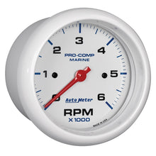 Load image into Gallery viewer, Autometer Marine White Ultra-Lite Gauge 3-3/8in Tachometer 6K RPM
